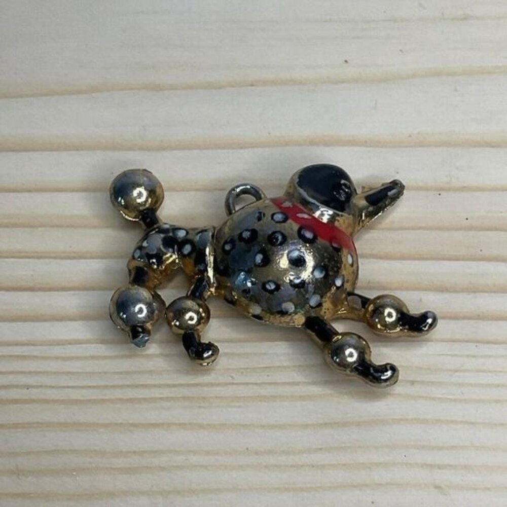 Vintage 1950s Polka Dot Poodle Dog Charm Pendant